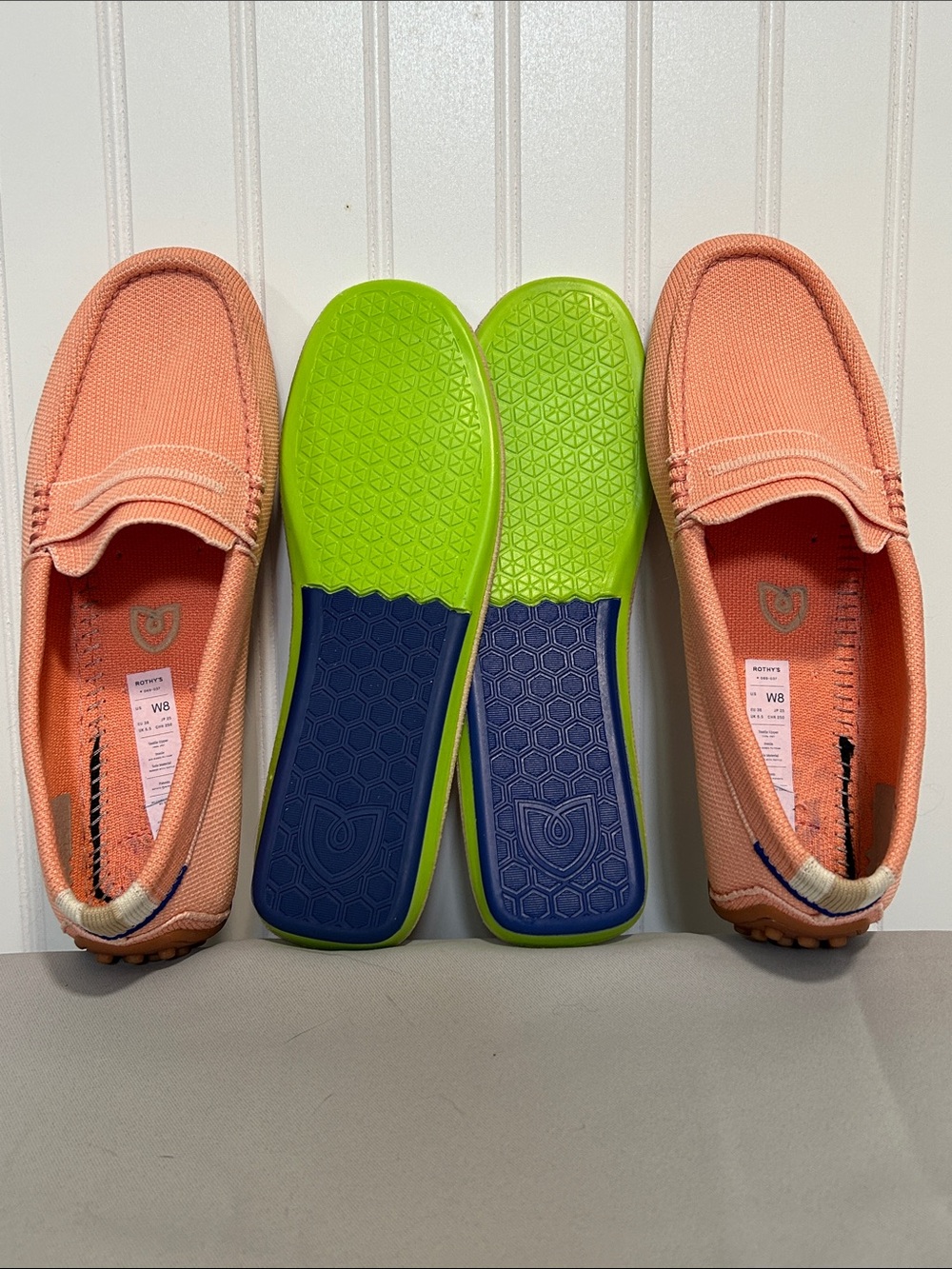 Rothy's Coral/Peach Knit “The Daily Driver” Loafers  Sz: 8 - Picture 10 of 10